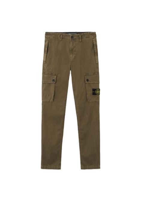 pantaloni stretch organic broken twill cotton uomo verde militare STONE ISLAND | K2S15 3100034 S00L1V0154